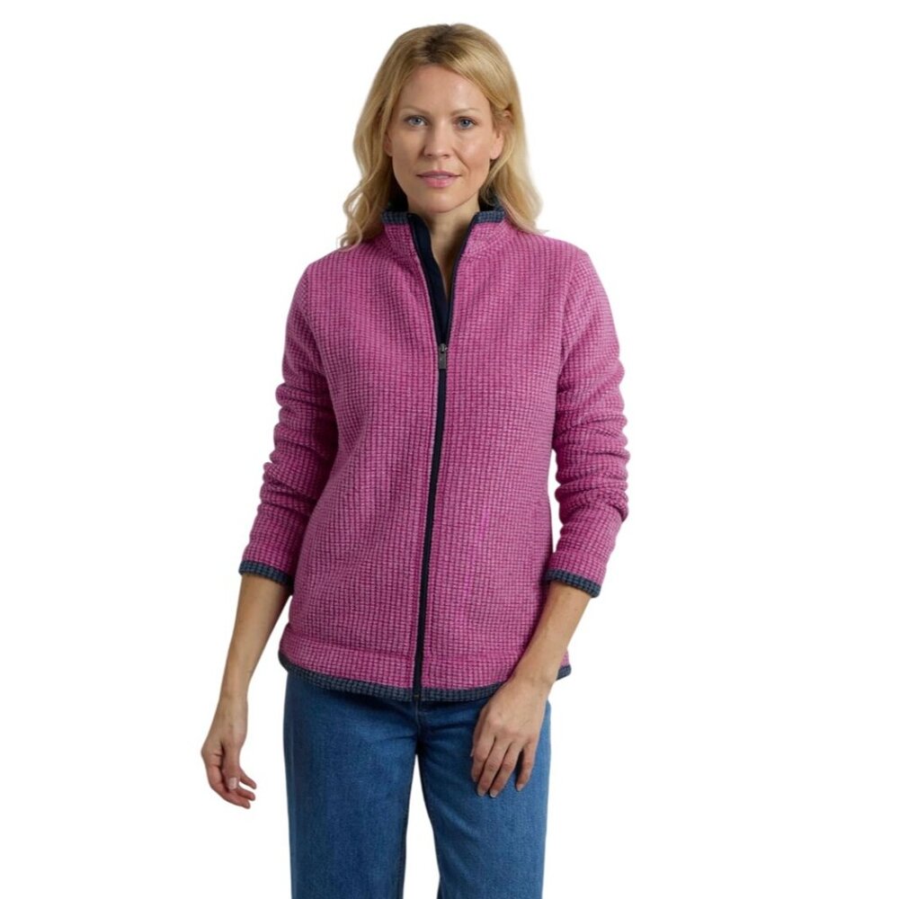 Weird Fish Women's‎ Ariana Eco Full Zip Grid Fleece in Dark Raspberry - Size 12